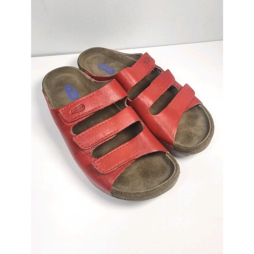 Wolky NOMAD Red Leather Adjustable Comfy Slides Women's Sandals US Size 6.5